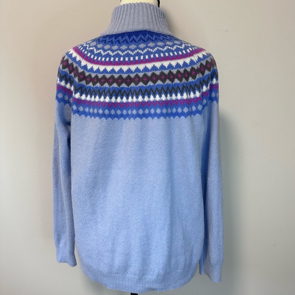 NORTHERN REFLECTIONS Fair Isle Light Sky Blue Turtleneck Sweater - Size: S - Picture 4 of 9